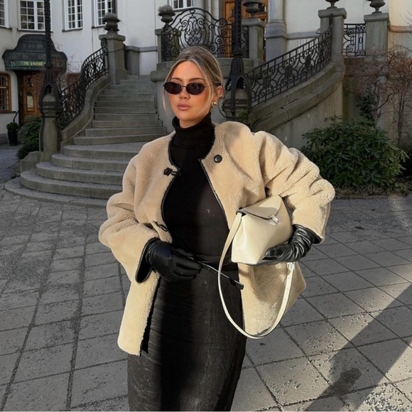 New w/o tag Viral MANGO Women's Appliques Faux-Fur Coat - Picture 14 of 15